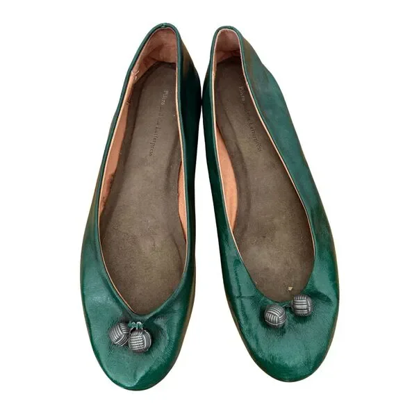 Pilcro and the Letterpress Green Leather Ballet Flats | Size 7.5M | - Picture 1 of 5